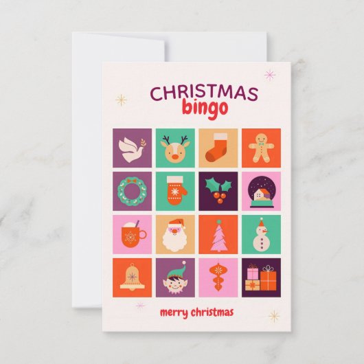 Festive Fun Colorful Illustrated Christmas Bingo  サンキューカード (正面)