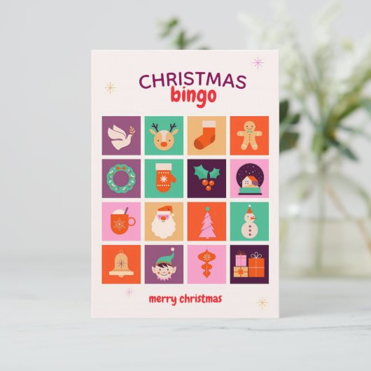 Festive Fun Colorful Illustrated Christmas Bingo  サンキューカード (スタンド正面)