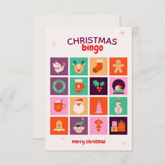 Festive Fun Colorful Illustrated Christmas Bingo  サンキューカード