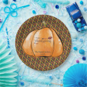Festive Fun Pumpkin Leaf Pattern Thanksgiving ペーパープレート (パーティー)