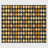 Festive Fun Retro Orange Black Diamond Pattern ラッピングペーパー (フラット)