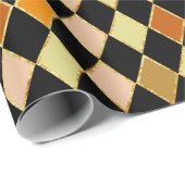 Festive Fun Retro Orange Black Diamond Pattern ラッピングペーパー (ロールコーナー)
