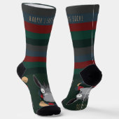 Festive Fun Winter Donkey Illustration Dark Green ソックス (傾斜あり)
