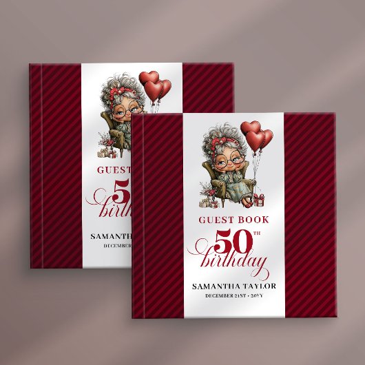 Festive funny 50th woman event guest sign book ゲストブック