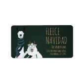 Festive Funny Llama & Sheep Fleece Navidad Punny ラベル (正面)