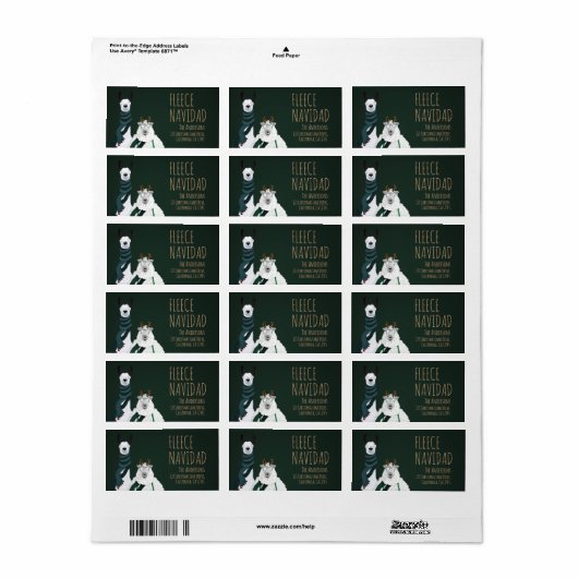 Festive Funny Llama & Sheep Fleece Navidad Punny ラベル (フルシート)