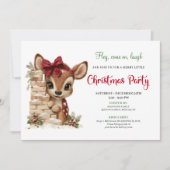 Festive funny reindeer holiday invite download 招待状 (正面)