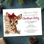 Festive funny reindeer holiday invite download 招待状
