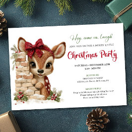 Festive funny reindeer holiday invite download 招待状