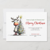 Festive Funny Reindeer Merry Christmas Card シーズンカード (正面)