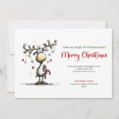 Festive Funny Reindeer Merry Christmas Design シーズンカード (正面)