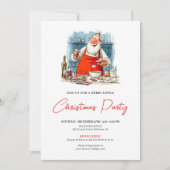 Festive Funny Santa Claus Watercolor Holiday 招待状 (正面)