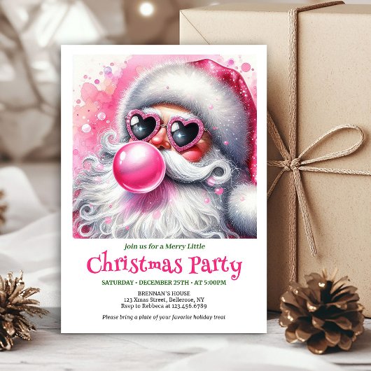 Festive Funny Santa Heart Glasses Christmas Invite 招待状