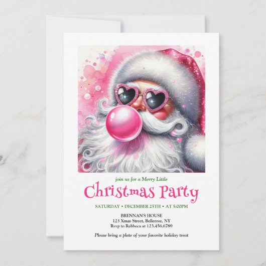 Festive Funny Santa Heart Glasses Christmas Invite 招待状 (正面)