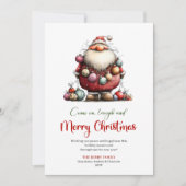 Festive Funny Santa Red Green Classic Christmas  シーズンカード (正面)