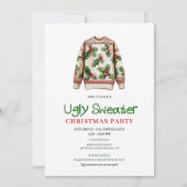 Festive Funny Ugly Sweater Christmas Invite 招待状 (正面)