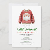 Festive Funny Ugly Sweater Holiday Party Card 招待状 (正面)