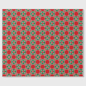 Festive Geometric Pattern: Red and Green Circle ラッピングペーパー (フラット)