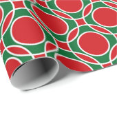 Festive Geometric Pattern: Red and Green Circle ラッピングペーパー (ロールコーナー)