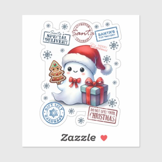 Festive Ghost Christmas Sticker シール (シート)