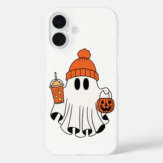 Festive Ghost with Pumpkin Basket & Iced Latte Case-Mate iPhoneケース (裏面)