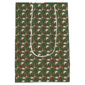 Festive Gift Wrap Green Black Pattern ミディアムペーパーバッグ (裏面)