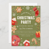 Festive Gingerbread Cookies Christmas Party Card シーズンカード (正面/裏面)