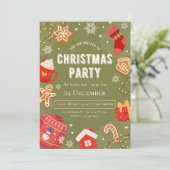 Festive Gingerbread Cookies Christmas Party Card シーズンカード (スタンド正面)