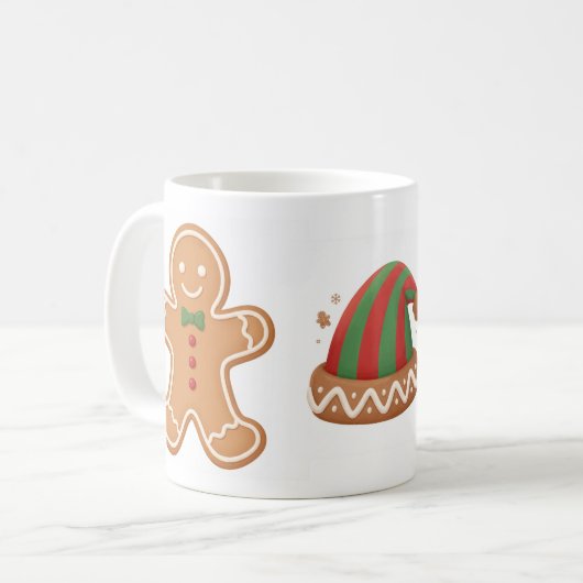 Festive Gingerbread & Elf Hat Christmas Mug コーヒーマグカップ (正面左)
