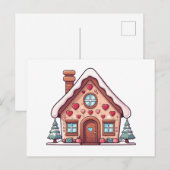 Festive Gingerbread House Illustration シーズンポストカード (正面/裏面)
