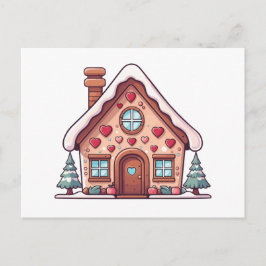 Festive Gingerbread House Illustration シーズンポストカード