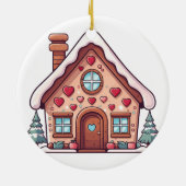 Festive Gingerbread House Illustration セラミックオーナメント (裏面)