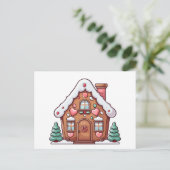 Festive Gingerbread House with Hearts シーズンポストカード (スタンド正面)