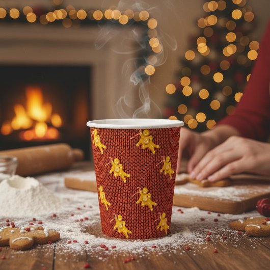 Festive Gingerbread Man & Knit Pattern Christmas 紙コップ