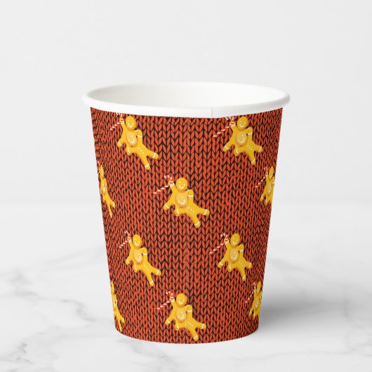 Festive Gingerbread Man & Knit Pattern Christmas 紙コップ (右)