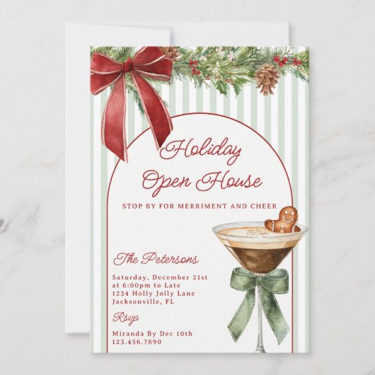 Festive Gingerbread Martini Holiday Open House 招待状 (正面)