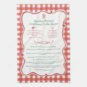 Festive Gingham Hand Drawn Family Recipe Keepsake キッチンタオル (縦)