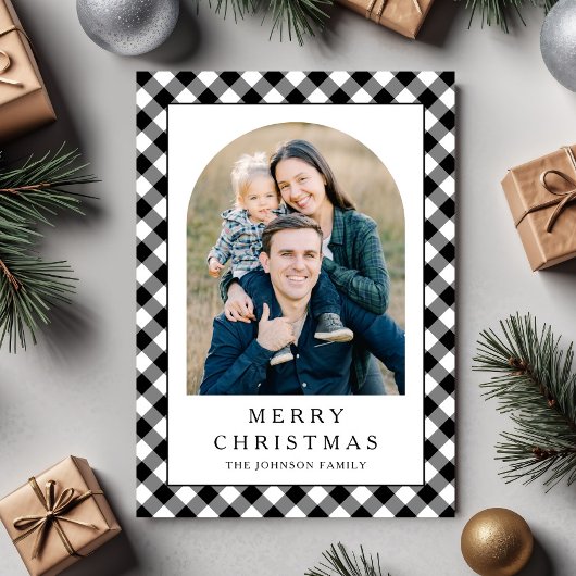 Festive Gingham Photo Christmas シーズンカード