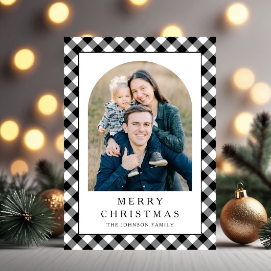Festive Gingham Photo Christmas シーズンカード