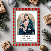 Festive Gingham Photo Christmas シーズンカード