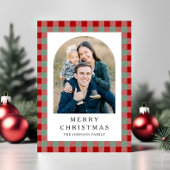 Festive Gingham Photo Christmas シーズンカード