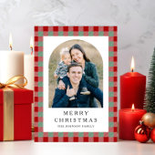 Festive Gingham Photo Christmas シーズンカード