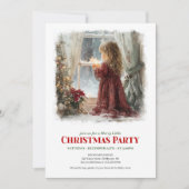 Festive girl awaits Santa printable Christmas  招待状 (正面)