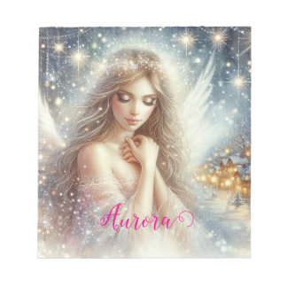 Festive Girly Watercolor Ethereal Frost Snow Angel ノートパッド