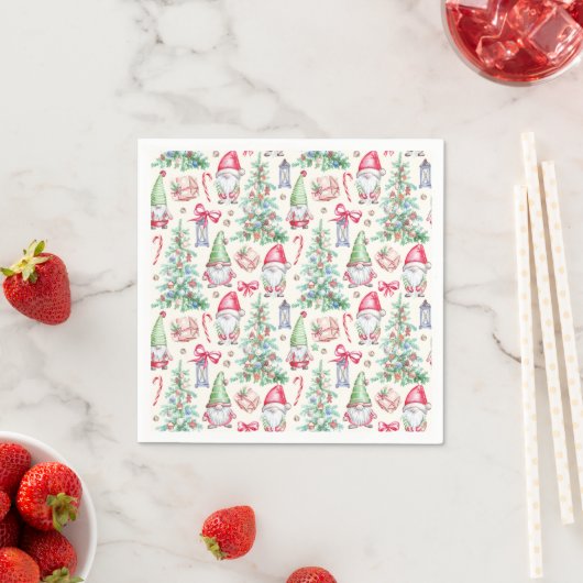 Festive Gnome Christmas party Paper Napkins スタンダードカクテルナプキン (インサイチュ)