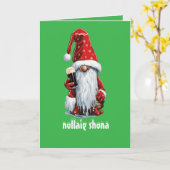 Festive Gnome Holding A Glass Of‎ Irish Dry Stout カード (黄色い花)