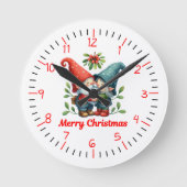 Festive Gnome Hug Christmas Pocket Watch ラウンド壁時計 (正面)
