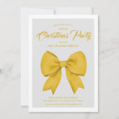 Festive Gold Bow Christmas Holiday Party  招待状 (正面)