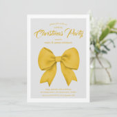 Festive Gold Bow Christmas Holiday Party  招待状 (スタンド正面)