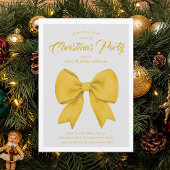 Festive Gold Bow Christmas Holiday Party  招待状